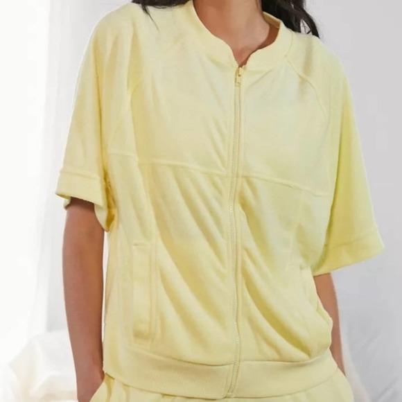 Out from under terry track zip up short sleeve jacket women’s size small - Picture 1 of 7